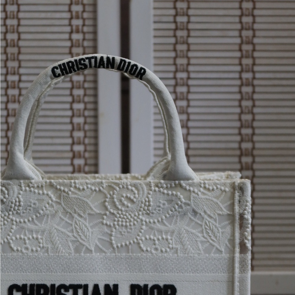 Dior White Lace Tote Bag